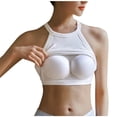 thumbnail image 3 of lcziwo Womens Tank Tops with Built in Bra Sleeveless Racerback Ribbed Shirts High Neck Slim Fitted Crop Top Limited Time Sales White XL, 3 of 7