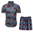 thumbnail image 2 of Men‘s Summer 2-Piece Beach Printed Short Sleeve Shirts & Shorts Pants Sets Note Please Buy One Or Two Sizes Larger, 2 of 3