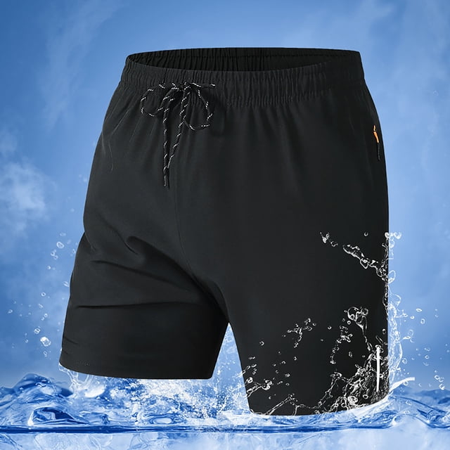 EOYWHK Compression Shorts Men Elastic Waist Breathable Gym Running Hiking Athletic Shorts with Multi-Pockets