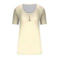 thumbnail image 3 of Birdeem T-Shirt à Col Rond Boutonné pour Femmes Haut à Manches Courtes Ample, 3 of 9
