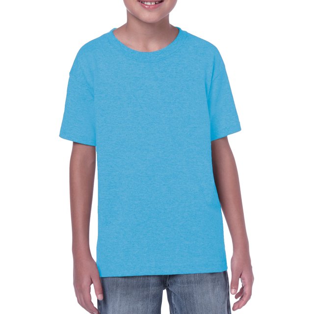 Gildan Youth Heavy Cotton T-Shirt, L, Heather Sapphire