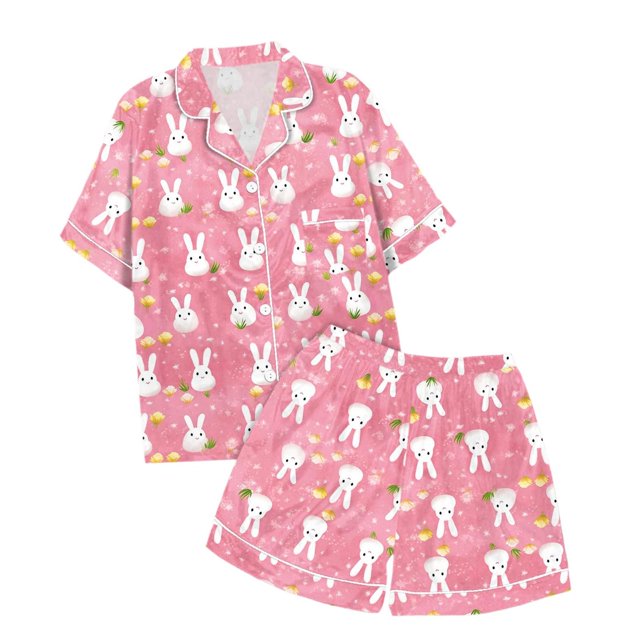 Pyjamas en Peluche pour Filles Ensemble de Pyjamas à Manches Courtes à Boutons Imprimés Mode pour Enfants