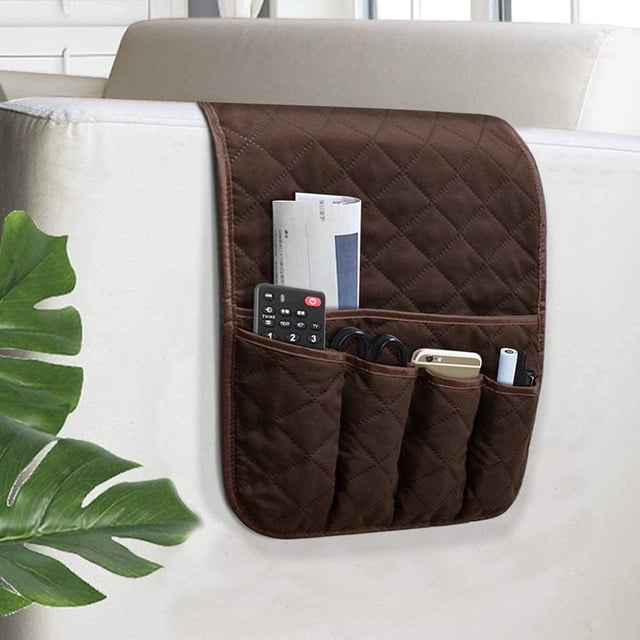 HLONK Sofa Armrest Organizer Non-Slip Arm Chair Bedside Caddy Storage Organizer for Recliner Couch with 5 Pockets for Cell Phone TV Remote Control Magazines