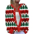 thumbnail image 2 of Jsaierl Womens Christmas Cardigan Sweaters Plus Size Dressy Long Sleeve Cute Printed Open Front Button Knit Outwear, 2 of 3