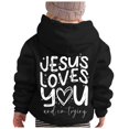 thumbnail image 4 of PMVFHDE Sweat-Shirt Fille Automne et Hiver Imprimé Lettre Col Rond Manches Longues Chandail à Capuchon Décontracté Noir, 11-12 Ans, 4 of 5