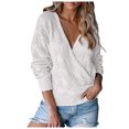 thumbnail image 2 of RKSTN Sweaters for Women Deep V-neck Wrap Sweater Long-sleeved Crochet Pullover Fall Sweaters, 2 of 7