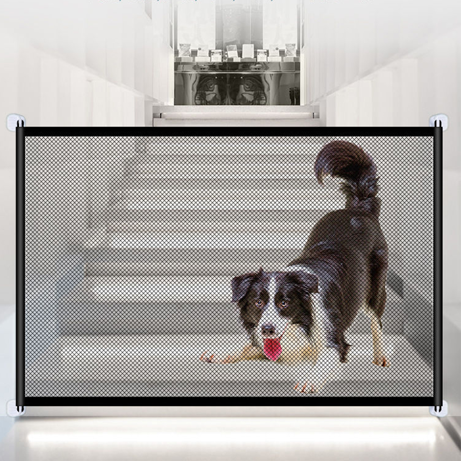 Retractable Mesh Dog Gate With Partially See Through Woven Fabric, Multi Purpose Child And Pet Gate For Doorways, , Stairwells, Indoor And Outdoor Use