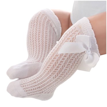 Ketyyh-chn99 Baby Socks Toddler Socks 2024 Fashion Long Tube Socks Mesh Bowknot Baby Socks Stripe Children Socks White,M