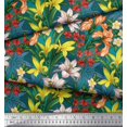 thumbnail image 2 of Soimoi Feuilles de Popeline de Coton Vert & Tissu Imprimé Floral Lis 1 Yard 42 Inch Wide, 2 of 3