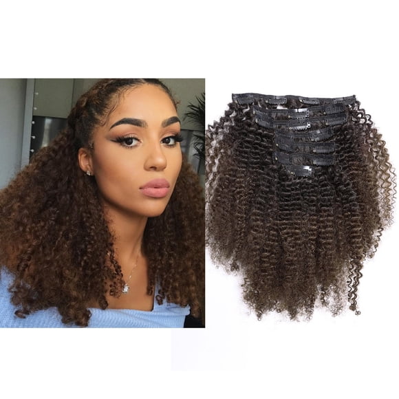 LacerHair Curly Clip in Remy Human Hair Extensions Afro Kinky Curly Clip ins 4B 4C 100% Natural Black Hair Extensions For Black Women with 17 Clips 120G Fu