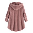 thumbnail image 3 of Womens Cardigan Plus Size Button Plush Tops Hooded Loose Cardigan Wool Coat Winter Jacket Navy Xl, 3 of 7