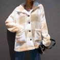 thumbnail image 2 of CEHVOM Women Jacket Solid Jacket Button Pocket Turndown Neck Slim Fit Warm Medium And Long Jacket Clearance, 2 of 6