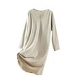 thumbnail image 2 of HongQid Chemises de Nuit Manches 3/4 Chemise de Nuit Col en V Douce Tenue de Nuit Décontractée Chemises de Sommeil Robe de Pyjama Ample avec Poitrine Rembourrée, 2 of 7