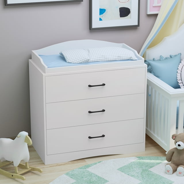 MONSLIPA Commode à 3 Tiroirs, Organisateur de Commode avec Dessus de Table à Langer pour Chambre, Salon, Chambre de Bébé, Blanc