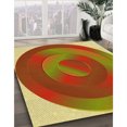 thumbnail image 3 of Ahgly Company Tapis Rond Lavable en Machine Intérieur Transitionnel Rouge Lave, 3 Pieds Rond, 3 of 7