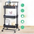 thumbnail image 4 of Storage Trolley Plastic Simple 3 Tiers Rack Cart Rolling Utility Cart with Wheel, 4 of 9