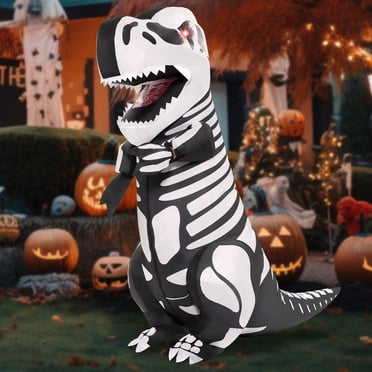Joyfy Halloween Costume Gonflable Skeleton Dinosaur, Yeux à DEL Rouges Adultes Squelette T-Rex Tenue Gonflable Unisexe Costume à Thème Cosplay