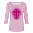 thumbnail image 4 of EGNMCR Easter T-Shirt Imprimé Femmes T-Shirts Graphiques T-Shirts pour Femmes Mode Femme Décontracté Noël Imprimé Col Rond Blouse Imprimée T-Shirt Manches 3/4 T-Shirt Blouses Femmes T-Shirts, 4 of 4