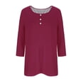 thumbnail image 4 of FAIWAD Oversized Tshirts for Women 3/4 Sleeve Button Decor Tops Cute Round Neck Basic Business Tees Blouses, 4 of 4