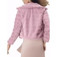 thumbnail image 3 of INSPIRE CHIC Women's Faux Fur Turn Down Collar Open Front Cropped Fluffy Jacket M Pink, 3 of 6