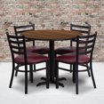 thumbnail image 3 of 36'' Round Black Laminate Table Set with X-Base and 4 Ladder Back Metal Chairs - Burgundy Vinyl Seat, 3 of 3