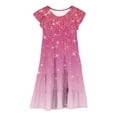 thumbnail image 3 of Girls Dresses Casual Gradient Ruffle Sleeve Round Neck Layered A-Line Dress for Daily Outdoor Use 6-15 Years, 3 of 6