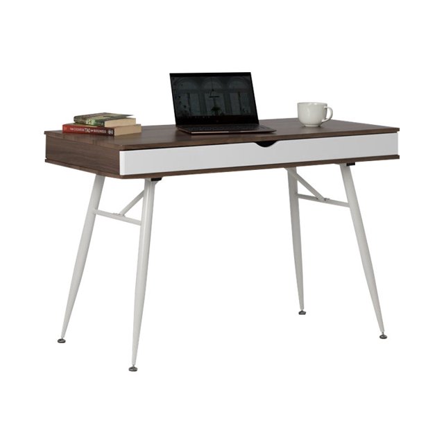 Calico Designs Bureau Moderne Alcove avec Grand Tiroir de Rangement Séparé, Blanc/châtaigne