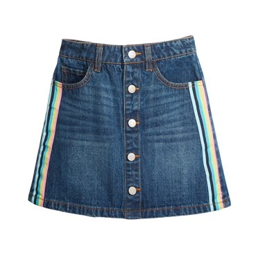 Epic Threads Big Girls Cotton Striped Denim Skirts, Navy, 14