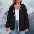 thumbnail image 5 of Comdrip Veste Légère pour Femmes! Veste Chaude Coupe-Vent Imperméable à Blocs de Couleur pour Femmes, Coupe-Vent d'Extérieur, Veste de Randonnée, Veste de Randonnée pour Femmes, Légère, Noire, 3TG, 5 of 5