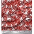 thumbnail image 1 of Soimoi Red Heavy Canvas Fabric Pine Leaves Print Fabric by the Yard 58 Inch Wide, 1 of 3