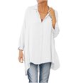 thumbnail image 1 of TIMIFIS Womens Oversized Shirts Button Down Long Sleeve Shirt V Neck Collar Loose Flowy Blouse-White-LFall s, 1 of 6