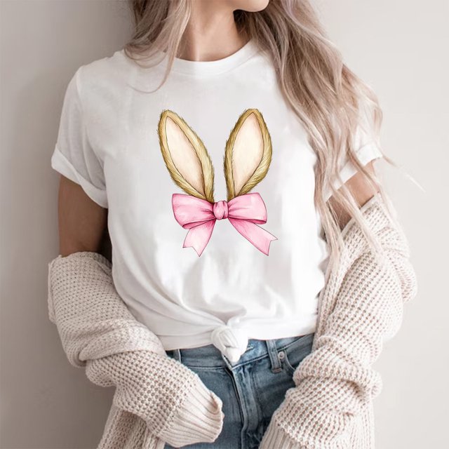 Weiqiqre Women's Tops Happy Easter T Shirt Easter Bunny Shirt Cute Rabbit Graphic Tee Gift Spring Tees Tops