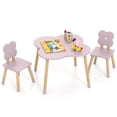 thumbnail image 1 of Costway Ensemble de Table pour Enfants en Forme de Fleur avec 2 Chaises Format Enfant Pieds en Pin Massif Rose, 1 of 10