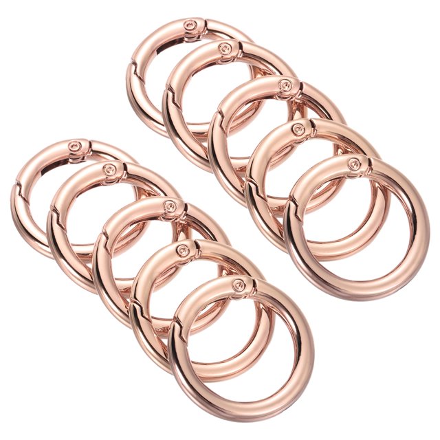Unique Bargains Rose Gold Spring Gate O Ring Snap Clip Buckle, Zinc Alloy, 10 Pack