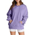 thumbnail image 1 of MeetoTime Women's Crewneck Sweatshirts Fall Long Sleeve Oversized Pullover Sweatshirts with Pockets, 1 of 5