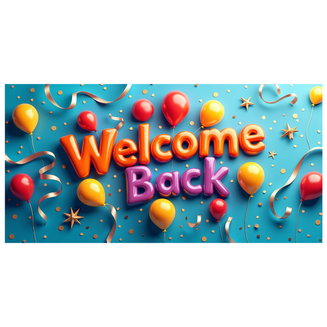 Welcome Back Banner Gradient Heart Stars Party Decoration Background Backdrop for Office Classroom Event Photography Celebration Decors