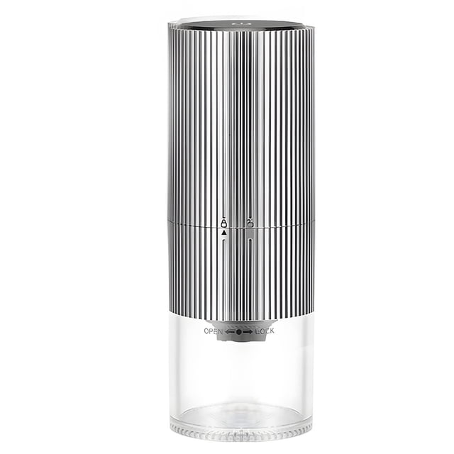 yeacher HB-987 Electric Coffee Grinder with Ceramic Core, Adjustable Grind Size, LED Touch Screen, Portable Design, Type-C Charging, Built-in Battery, Silver