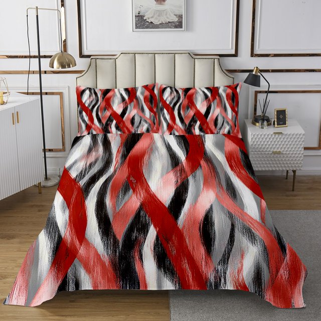 Erosebridal Abstract Stripe Coverlet Set King,Modern Lines Bedding Set,Contemporary Art Decor,Breathable,3 Pieces