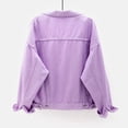thumbnail image 4 of 2025 Women's Casual Colorful Solid Ruffled Denim Jacket for Women Size Large Pocket Button Denim Jacket with Vest Denim Coat Women's Short Denim Jacket, 4 of 7
