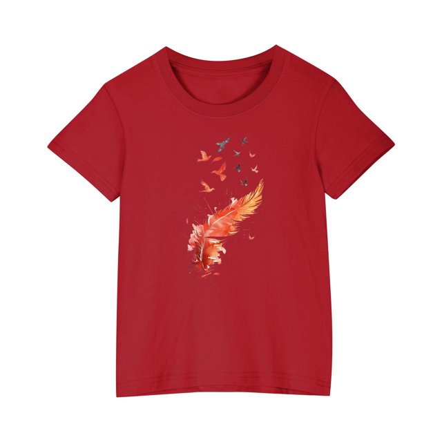 RXIRUCGD 2025 Vêtements d'Été pour Enfants T-shirt Imprimé Mode Mignon Col Rond Manches Courtes
