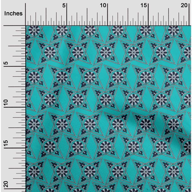 oneOone Cotton Cambric Fabric Floral Block Print Sewing Fabric BTY 56 Inch Wide