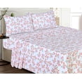 thumbnail image 4 of Ruvanti Draps 100 % Coton - Draps Percale Frais et Croustillants pour Lit Simple, Ensemble de Draps Simple Respirant et Durable, Draps à Poche de 16 Pouces de Profondeur, Floral Rouge et Rose, 3 Pcs, 4 of 7