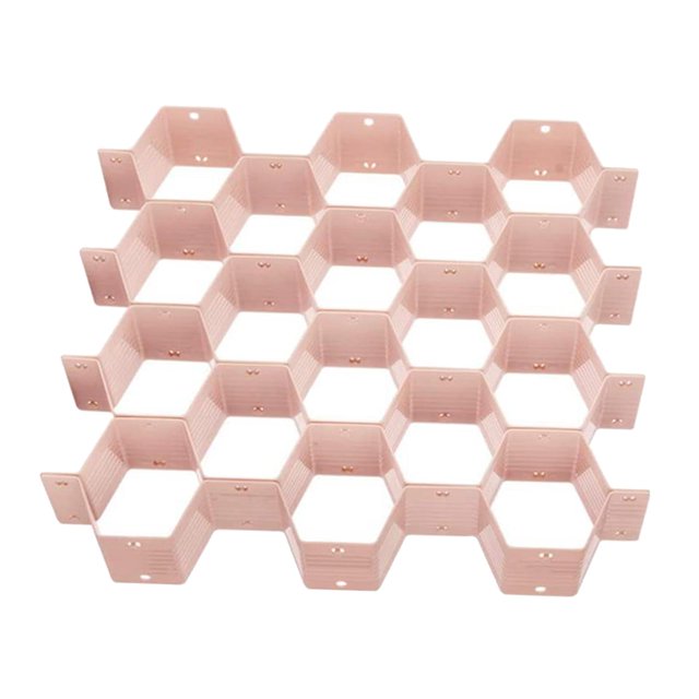 18-Compartment Honeycomb Drawer Divider Organizer Ties Belts Organization - Pink
