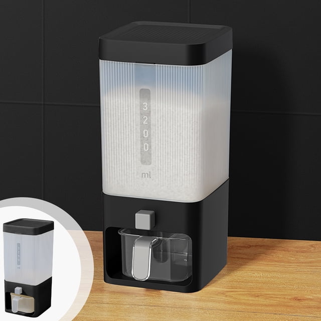 sdhkgrrt under $5 Rice Dispenser, Large Rice Dispenser with Lid, Grain Storage Container with Measuring Cup, Cereal Dispenser Bucket for Kitchen, Food Storage Container for Pantry