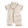 thumbnail image 1 of Birdeem Barboteuse pour Bébés Filles Combinaison d'Été Garçons et Filles Bébé Bouton Manches Courtes Col Rabattu Mignon Shorts Unis Barboteuses, 1 of 12