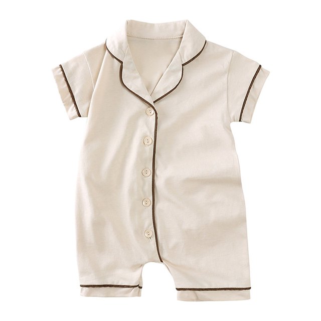 Birdeem Barboteuse pour Bébés Filles Combinaison d'Été Garçons et Filles Bébé Bouton Manches Courtes Col Rabattu Mignon Shorts Unis Barboteuses