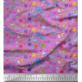 thumbnail image 1 of Soimoi Purple Cotton Duck Fabric Insect,Sun & Cartoon Alphabets Text Printed Fabric 1 Yard 42 Inch Wide, 1 of 3
