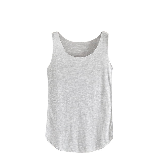 Mrat Sleeveless Tank Women's Solid Color Round Neck Sleeveless Bottom Shirt Versatile Solid Color Round Neck Racerback Tank Tops for Women S-263 Gray One Size