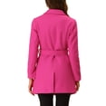 thumbnail image 3 of INSPIRE CHIC Manteau Trench Mi-Long pour Femme à Revers Cranté, Double Boutonnage, Ceinturé, S Rose Rouge, 3 of 7