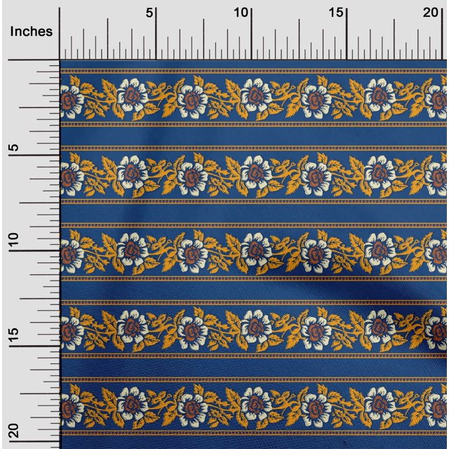 oneOone Viscose Chiffon Fabric Leaves & Floral Block Printed Fabric 1 Yard 42 Inch Wide